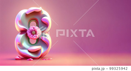 Illustration of number 8 and floral decoration for background and banner for 8th march women's day with copy space Illustration of number 8 and floral decoration for background and banner for 8th march women's day with copy space 99325942