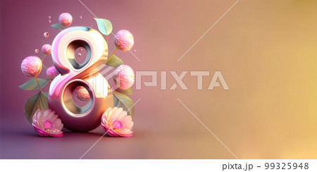 Illustration of number 8 and floral decoration for background and banner for 8th march women's day with copy space Illustration of number 8 and floral decoration for background and banner for 8th march women's day with copy space 99325948
