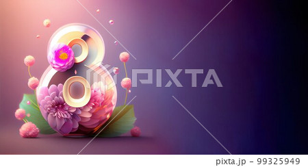Illustration of number 8 and floral decoration for background and banner for 8th march women's day with copy space Illustration of number 8 and floral decoration for background and banner for 8th march women's day with copy space 99325949