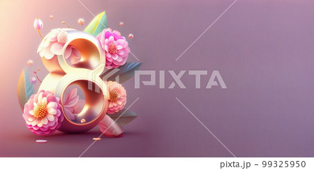 Illustration of number 8 and floral decoration for background and banner for 8th march women's day with copy space Illustration of number 8 and floral decoration for background and banner for 8th march women's day with copy space 99325950