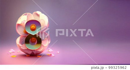 Illustration of number 8 and floral decoration for background and banner for 8th march women's day with copy space 99325962