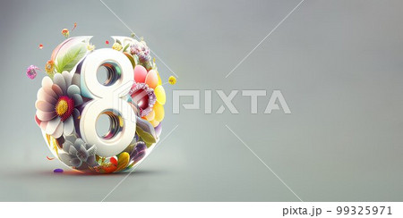 Illustration of number 8 and floral decoration for background and banner for 8th march women's day with copy space Illustration of number 8 and floral decoration for background and banner for 8th march women's day with copy space 99325971