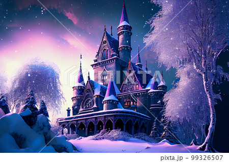 Fairytale beautiful winter castle, ai illustration Fairytale beautiful winter castle, ai illustration 99326507