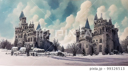 Fairytale beautiful winter castle, ai illustration 99326513