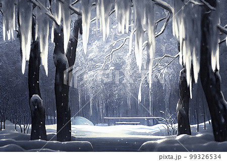 A beautiful winter scene, with a blanket of snow covering the landscape, ai illustration 99326534