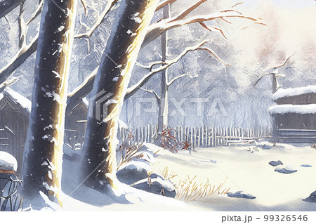 A beautiful winter scene, with a blanket of snow covering the landscape, ai illustration 99326546