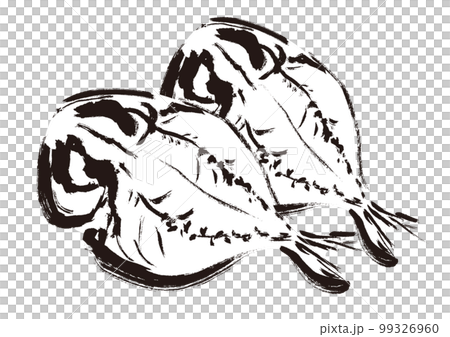 Dried horse mackerel illustration drawn with a brush Dried fish Dried horse mackerel illustration drawn with a brush Dried fish 99326960