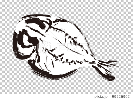 用刷子繪製的干竹莢魚插圖 乾魚 用刷子繪製的干竹莢魚插圖 乾魚 99326962