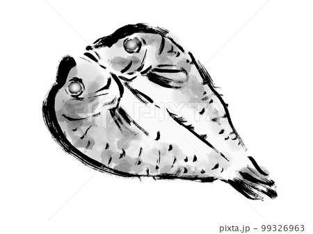 甘鯛の干物の描き筆書きイラスト　干し魚 99326963
