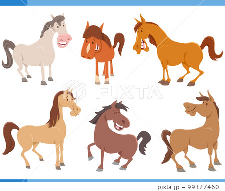 cartoon funny horses farm animal characters set cartoon funny horses farm animal characters set 99327460