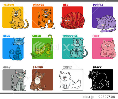 basic colors set with cartoon cats characters 99327500