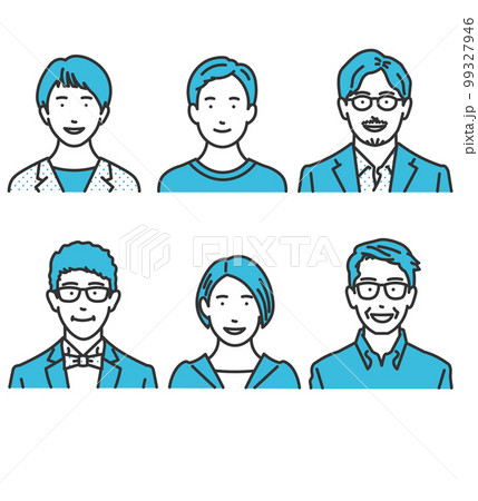 中高年と若い男女正面アイコンセット 99327946