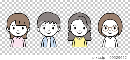 四個女人的各種上半身插畫 99329632