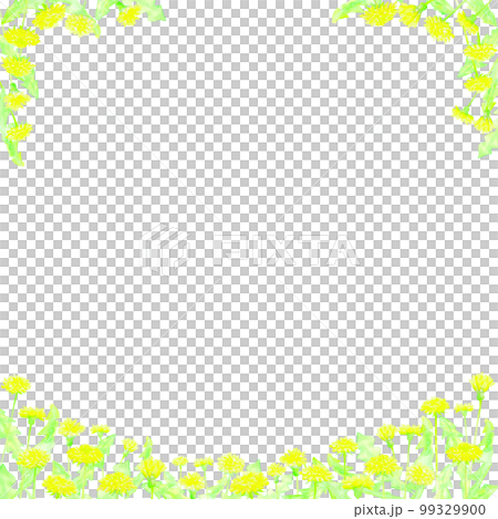 タンポポ畑の可愛らしいフレーム。水彩絵の具で描いたイラスト。 99329900