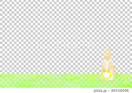 Hare field frame with dandelion wreath. Illustration drawn with watercolors. Hare field frame with dandelion wreath. Illustration drawn with watercolors. 99330096