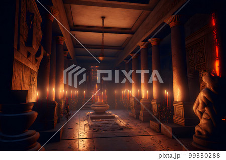 Interior of sacred tombs in pyramids from Giza, Egypt. Neural network AI generated art 99330288
