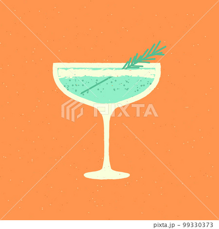 Margarita with rosemary and gin tonic. Flat vector illustration with texture Margarita with rosemary and gin tonic. Flat vector illustration with texture 99330373