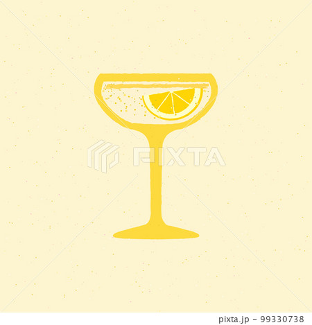 Yellow cocktail with lemon for event. Flat vector illustration with texture 99330738