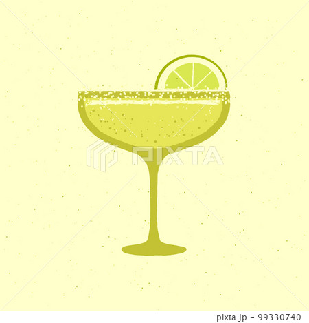 Margarita drink with lime and salt for event. Flat vector illustration with texture 99330740