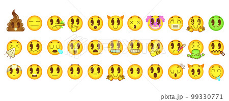 Cartoon retro emoji set in retro style. Flat vector illustration with gradient 99330771