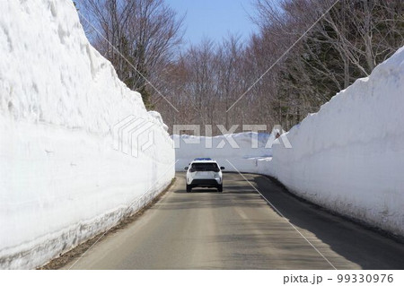 春の八甲田十和田ゴールドラインの雪の回廊 99330976