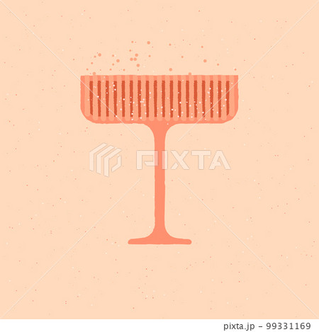 Champagne dessert glass with bubbles. Rose wine Vector flat texture illustration 99331169