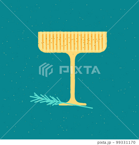 Champagne dessert glass with rosemary. Vector flat texture illustration Champagne dessert glass with rosemary. Vector flat texture illustration 99331170