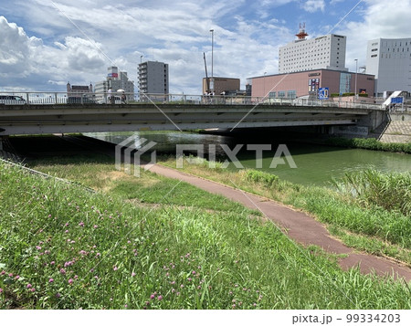 水戸市の桜川流域の景色 99334203