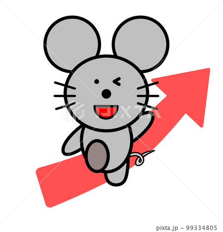 ネズミと上昇矢印のイラスト 99334805