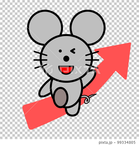 ネズミと上昇矢印のイラスト 99334805