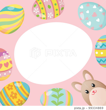 イースターのウサギと卵の背景イラスト 99334869