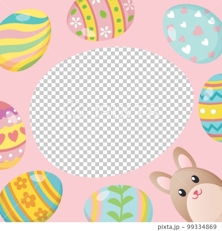 イースターのウサギと卵の背景イラスト 99334869