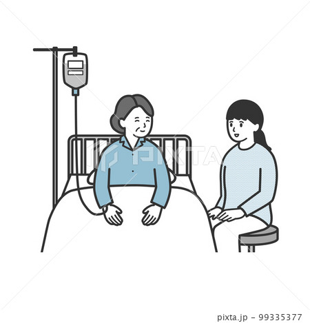 入院している母親と看病する娘のイラスト 99335377