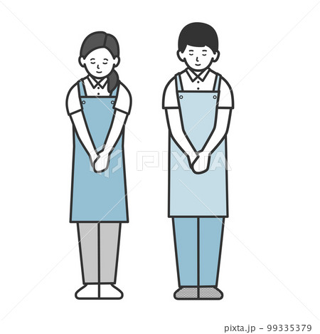おじぎする従業員男女 99335379