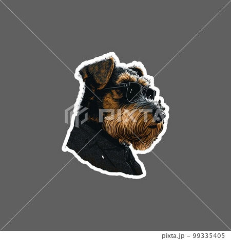 welsh terrier dog in a black suit sticker 99335405