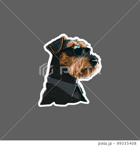 welsh terrier dog in a suit sunglasse sticker 99335408