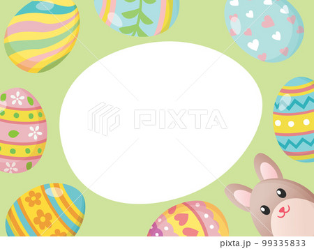 イースターのウサギと卵のフレームイラスト イースターのウサギと卵のフレームイラスト 99335833