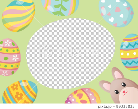 イースターのウサギと卵のフレームイラスト イースターのウサギと卵のフレームイラスト 99335833