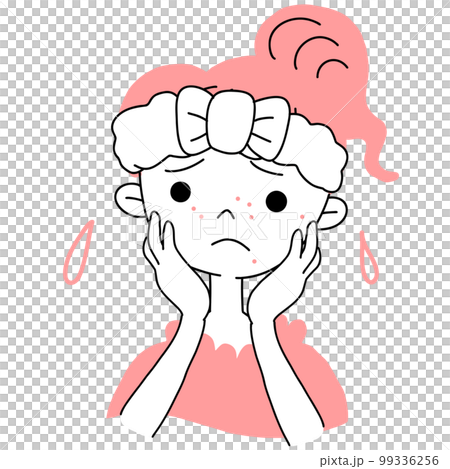 Illustration of a girl suffering from rough skin Illustration of a girl suffering from rough skin 99336256