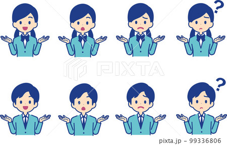 男女の学生の比べる、わからないジェスチャーイラストセット 99336806