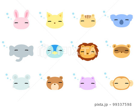 眠そうな動物の顔 アイコンセット 眠そうな動物の顔 アイコンセット 99337598