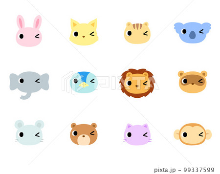 ウインクをする動物の顔　アイコンセット 99337599