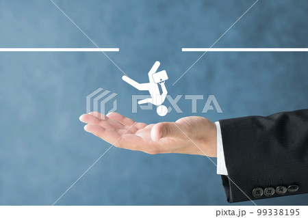 転落する人物に差し伸べられたビジネスマンの手 転落する人物に差し伸べられたビジネスマンの手 99338195