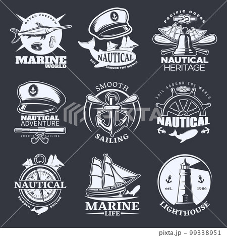 Nautical Emblem Set On Black 99338951
