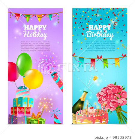 Happy birthday holiday celebrration banners set Happy birthday holiday celebrration banners set 99338972