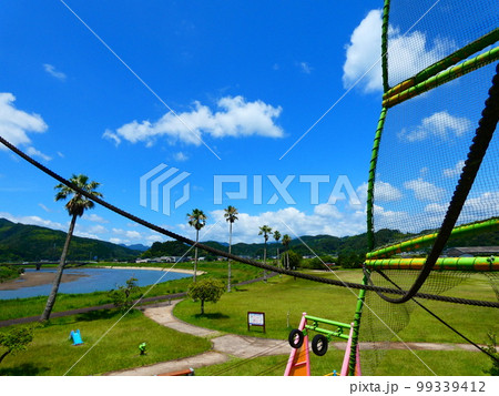 青い空と青い海と公園 99339412