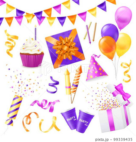 Realistic Party Icon Set Realistic Party Icon Set 99339435