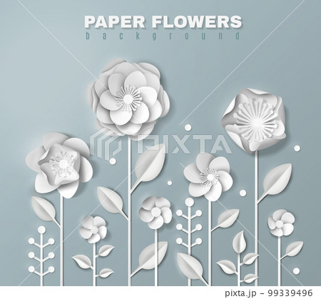 Realistic Paper Flowers Background Realistic Paper Flowers Background 99339496
