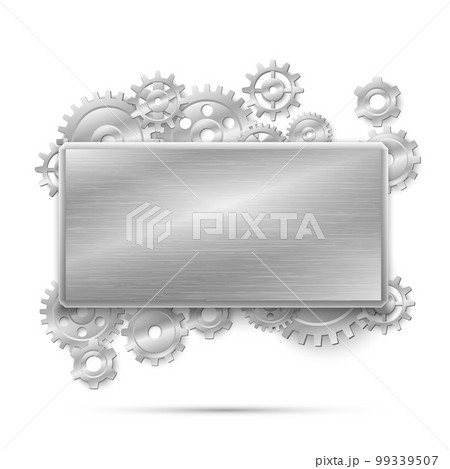 Mechanical steampunk concept vector illustration. Banner with metal gears 99339507