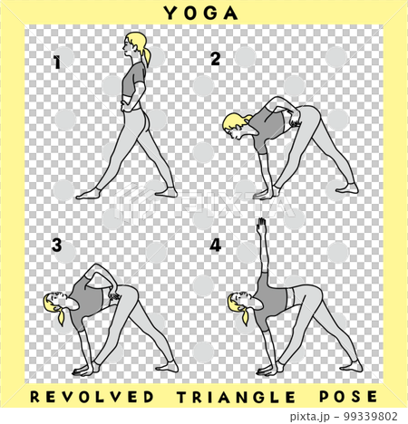 Revolved Triangle Pose , Parivrtta Trikonasana, Vector Stock Vector -  Illustration of meditation, balance: 215378933